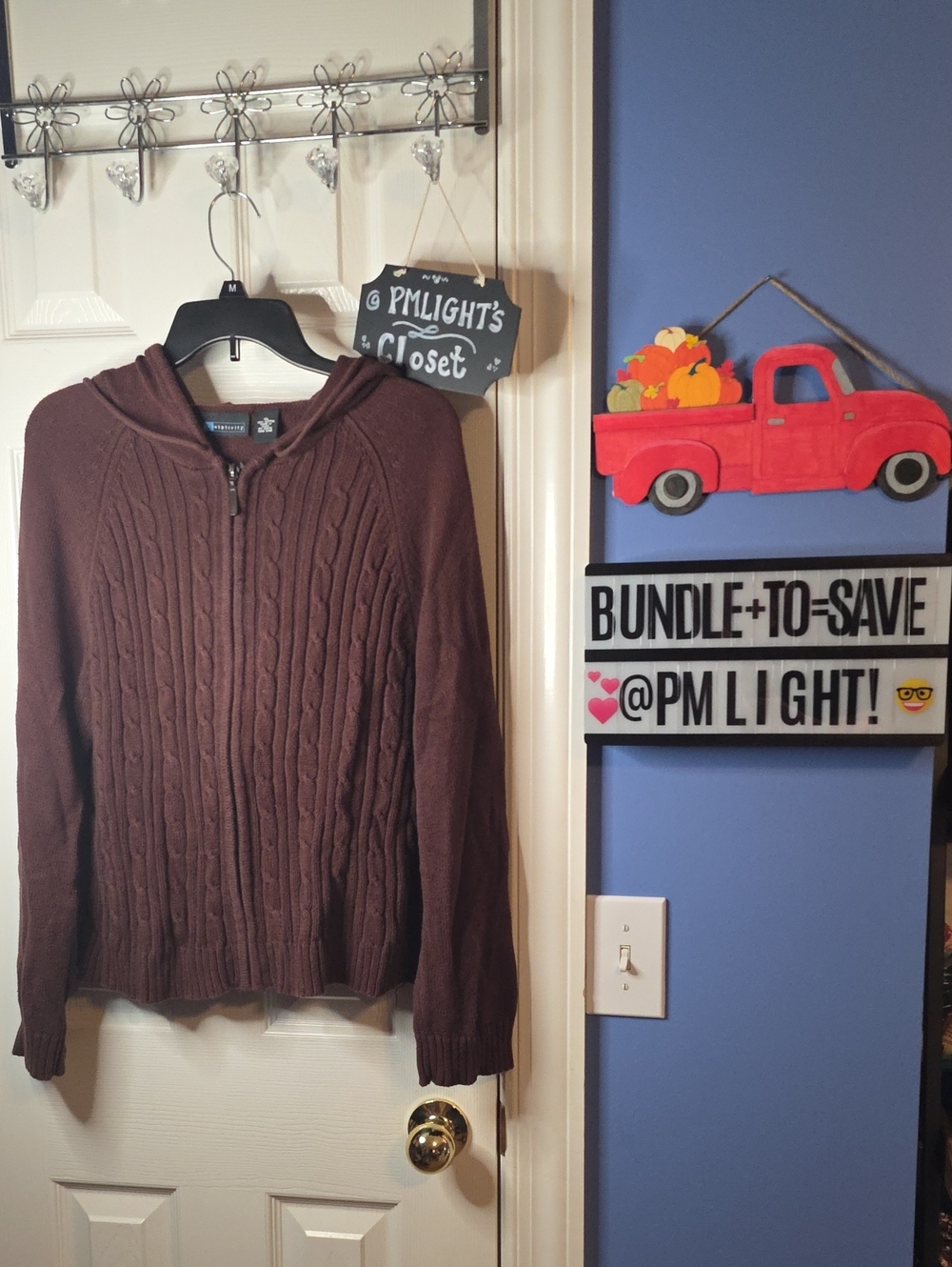 Relativity Cable-Knit Zip Hoodie Sweater Cardigan XL Brown